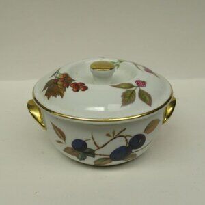 Royal Worcester EVESHAM 4 1/2 Inch Individual Casserole with Lid, Gold Trim
